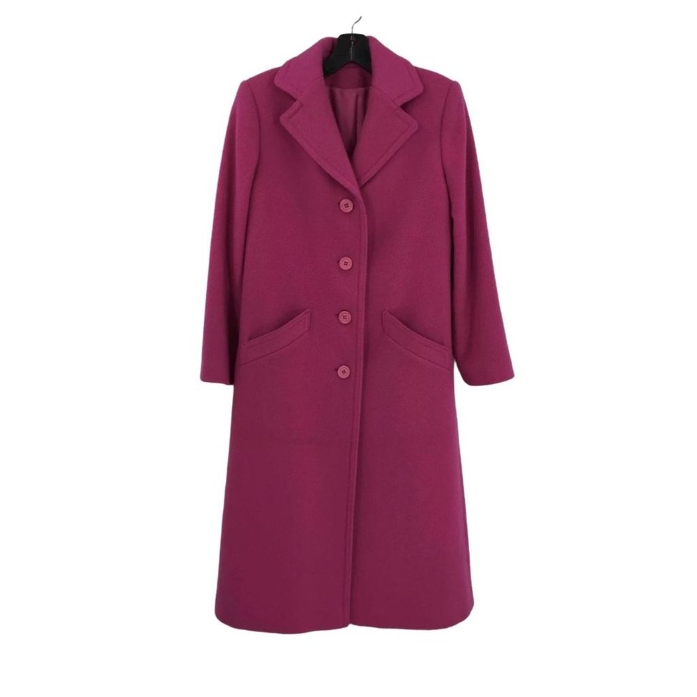 Fleurette Women's Magenta Belted Lined Overcoat Sz  2